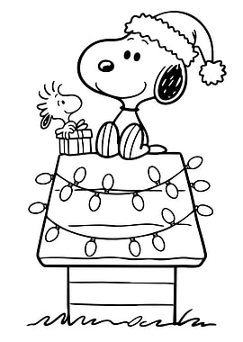 Dog and Woodstock Christmas Illustration