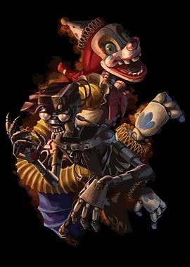 Creepy Clown Robot Illustration
