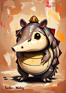 Cartoon Armadillo with Hard Hat