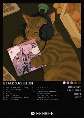 Cat Listening to Music Album Art