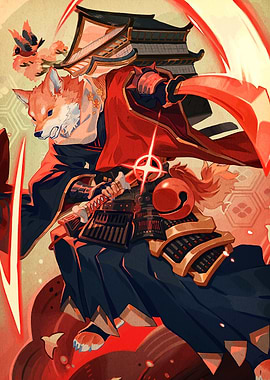 Fox Samurai Warrior Illustration