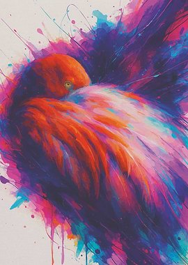 Colorful Flamingo Watercolor Painting