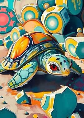 Abstract Turtle with Geometric Shapes