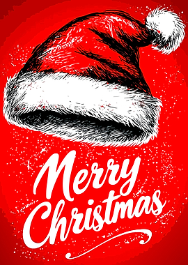 Merry Christmas Santa Hat Illustration