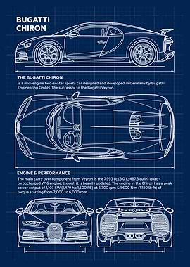 Car Bugatti Chiron Blueprint