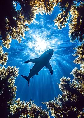 Shark swimming under the sea
