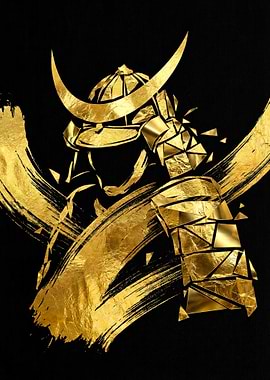 Golden Samurai Armor on Black Background