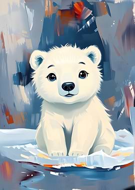 Cute Polar Bear Cub Painting