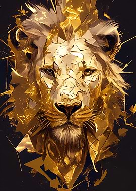 Golden Lion Abstract Portrait