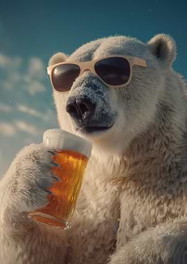 Cool Polar Bear with Beer