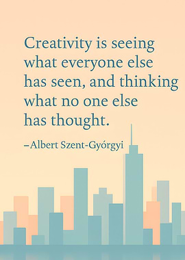 Creativity Quote with Cityscape Illustration