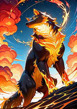 Fiery Wolf Digital Art