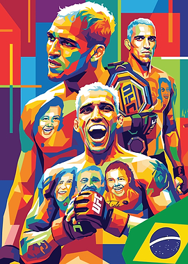 Charles Oliveira UFC Champion Colorful Portrait