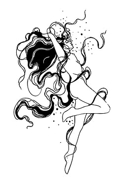 Dancing Woman Black and White Art