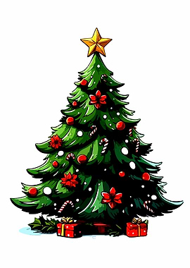 Festive Christmas Tree Illustration