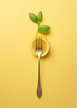 Lemon, Basil, and Fork