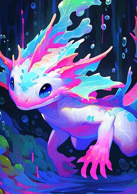 Colorful Axolotl Digital Art