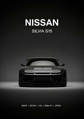 Nissan Silvia S15 black Car Poster