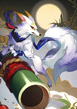 Nine-tailed Fox with Bamboo