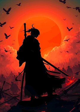 Silhouette Samurai Sunset