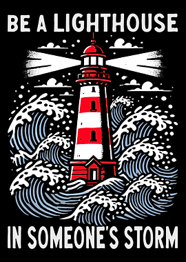 Lighthouse in a Storm Illustration