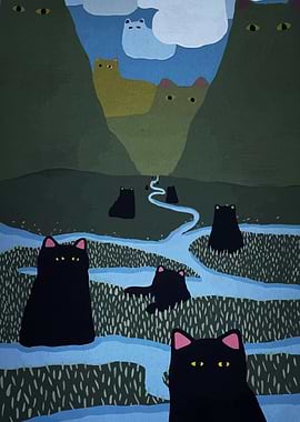 Cat Landscape Painting
