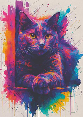 Colorful Cat Portrait