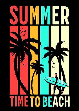 Summer Time to Beach Illustration