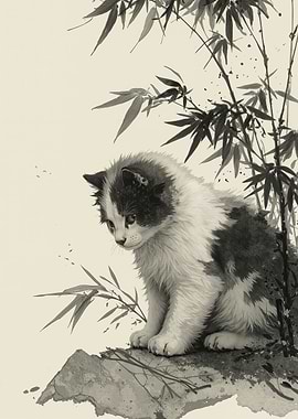 Cat Under The Bamboo