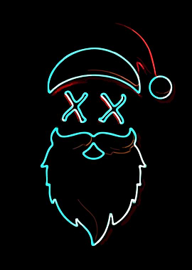 Neon Santa Claus with X Eyes