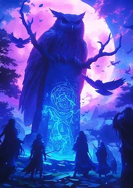 Mystical Owl Guardian and Figures