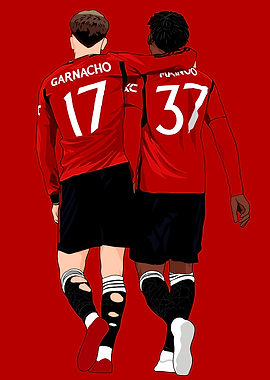 Garnacho and Mainoo Illustration