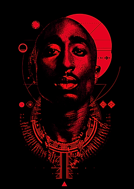 Tupac Shakur Red and Black Portrait