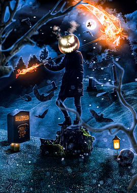 Halloween Pumpkin Head Grim Reaper