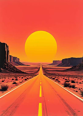 Desert Road Sunset