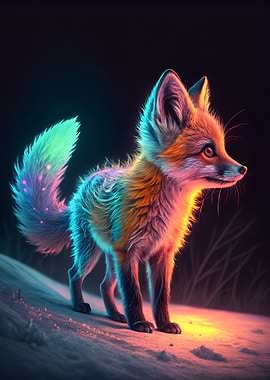 Neon Baby Fox Portrait
