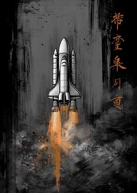 Ukiyo Minimalism Space Shuttle Launch