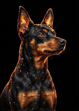Dog Portrait with Golden Sparkles