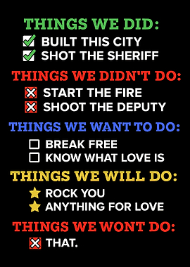 Things We Did Didn't Want Will Won't Do