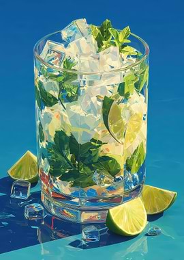 Refreshing Mojito Cocktail with Ice and Mint