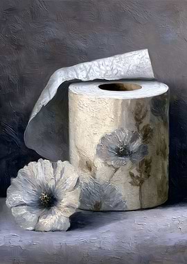Floral Toilet Paper Still Life Painting