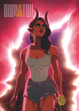 Devil Woman with Horns and Lightning