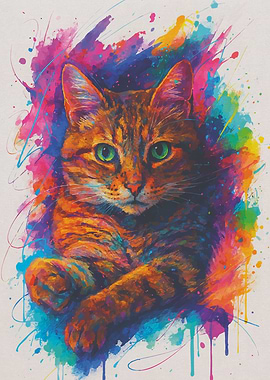 Colorful Cat Portrait