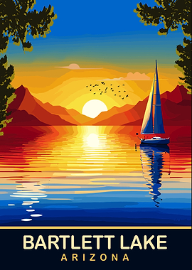 Bartlett Lake Arizona Sunset Sailboat
