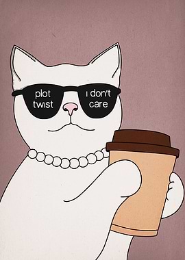 Cat with Sunglasses and Coffee