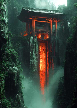 Mystical Temple in Verdant Canyon