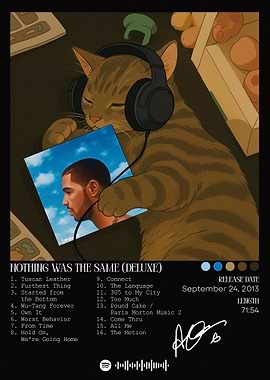 Cat Listening to Drake Album Art