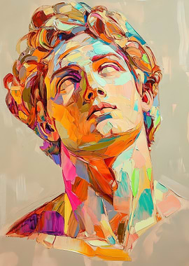 Colorful Statue Head Painting