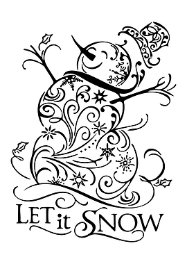 Ornate Snowman with 'Let it Snow' Text