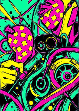 Abstract Neon Tech Illustration